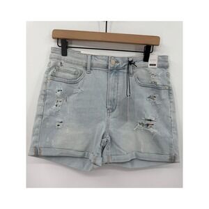 Judy‎ Blue Shorts Womens Large Light Wash High Waist Denim Distressed NEW